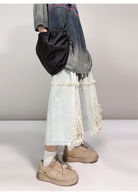 Hip Hop Wide Leg Retro Denim Shorts