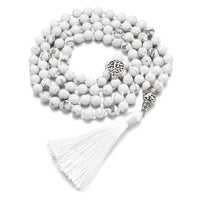 New Chinese-style 108-bead Natural White Turquoise Necklace