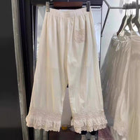 Artistic-style Wide-leg Pants Womens Loose-fitting Casual Cotton