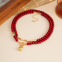 Vintage Red Acrylic Beaded Bent-Tube Necklace