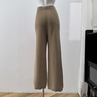 Women's Pants Woven Wool Pants Casual Straight Wide Leg Pants Mid-high Waist Trousers