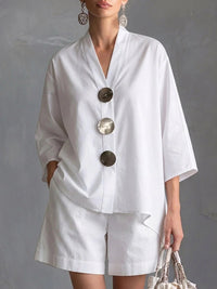 Women's Solid Color Wide-Leg Pants Suit