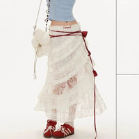 Y2K American-style Retro Lace Tiered Skirt