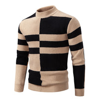 Men's Half-high Collar Contrast Color Pullover Knitwear Korean Youth Fashion Casual Top