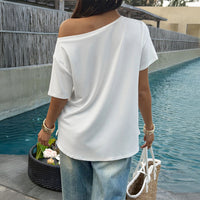 European And American Style Fashionable Casual One-Shoulder Solid Color Top