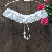 Sexy Lace Women's T-shaped Panties Beads Massage