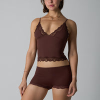 Lightweight Lace Triangle Camisole And Briefs Set With Delicate Edging