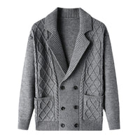 Men's Cardigan British Suit Collar Double-breasted Knitted Sweater