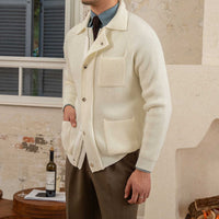 Men's Lapel Warm Coat Knitted Thick Cardigan Jacket