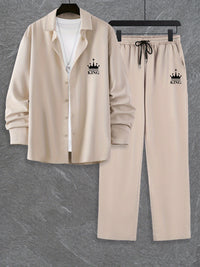 Fashion Trend Color Gradient Long Sleeve Shirt Trousers Suit