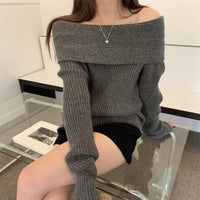Off-shoulder Shoulder-baring Casual Sweater Women