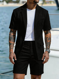 Mens Slim-fit Business-casual Short Two-piece Suit