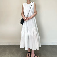 Back-vented Ruched 3D-effect Dress Relaxed-fit Slip Dress
