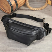 Full-grain Leather Casual Waist Bag, Genuine Leather Shouldercrossbody Bag