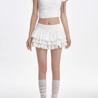 Puffy Cake Dress Women's Low Waist Pleated Skirt