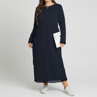 Women's Casual Solid Color Loose Plus-size Knitted Lace Dress