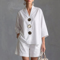 Women's Solid Color Wide-Leg Pants Suit