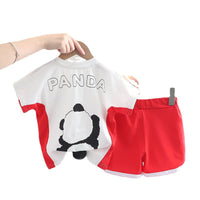 Boys And Girls Cartoon Round Neck Short Sleeve Suit