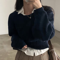 All-matching V-neck Pullover Sweater Long Sleeve Thermal Sweater