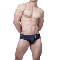 Pixel Mosaic Square Print Swim Briefs Lights