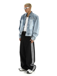 Men's Gradient Washed Zipper American Retro Jacket