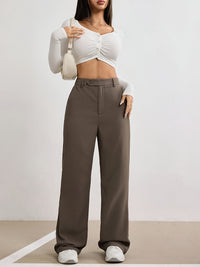 Thin  Draping  High-end Feel Loose-fitting  Figure-flattering Black Straight-leg Wide-leg Pants