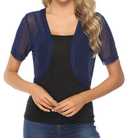 Solid Color Fashion Shorts Tulle Women's Shawl Top