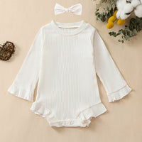 Multi-Color Long-sleeve Jumpsuit Headscarf Baby Little Girl Two-piece Set