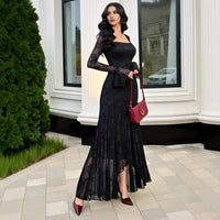 Square-neckline Asymmetrical Hem Figure-hugging Dress
