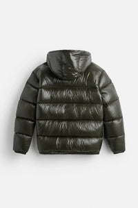 Black Hooded Cotton Jacket Casual