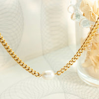 Instagram-style Water Pearl Necklace Titanium Steel
