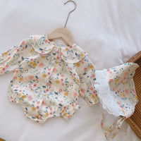 Baby Girl Korean Style Lotus Leaf Collar Jumpsuit
