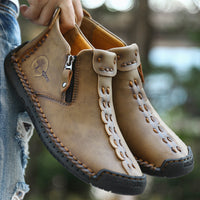 Men's Fleece-lined Cotton-padded Shoes Plus Size Zipper Dr Martens Boots Outdoor