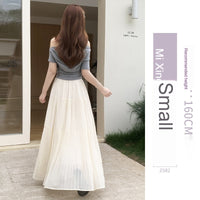 Womens Purple High-Waisted Flowy Fluffy Knit Skirt