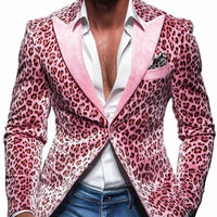 European And American-style Slim-fit Leopard-print Two-piece Suit