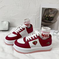 Soft Girl Sneakers Women's Ins Round Toe Platform All-match Big Toe Shoes