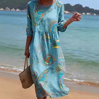3D-printed Long-sleeve Crew-neck Dress