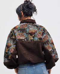 Women's Turn-down Collar Floral Cat Tie Hoodie