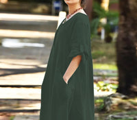 Casual Loose Cotton And Linen Dress For Women