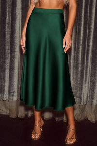 Lady A Solid Color Satin Springsummer New Fashion Slim-fit Skirt