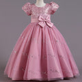 Girls' Fashion Sequin Bow Mesh Dress
