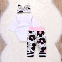 Infant Suit Girl Hello World Newborn 3-piece Romper Pants Headscarf