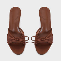 Womens Brown Mesh Sandals With Bow Detail And High Heel