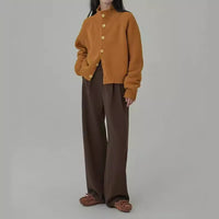 Autumn And Winter High-grade Loose Short Idle Style Solid Color Knitted Cardigan