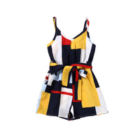 Printed V-neck Suspender Bodysuit For Women And Girls