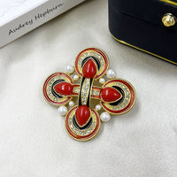 Classic Medieval Baroque Cross Crystal Brooch Vintage