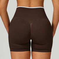 Seamless Yoga Contrast Color Binding High Waist Tight Shorts