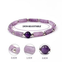 Unisex 4x 13 Square Column Bracelet Amethyst Round Beads