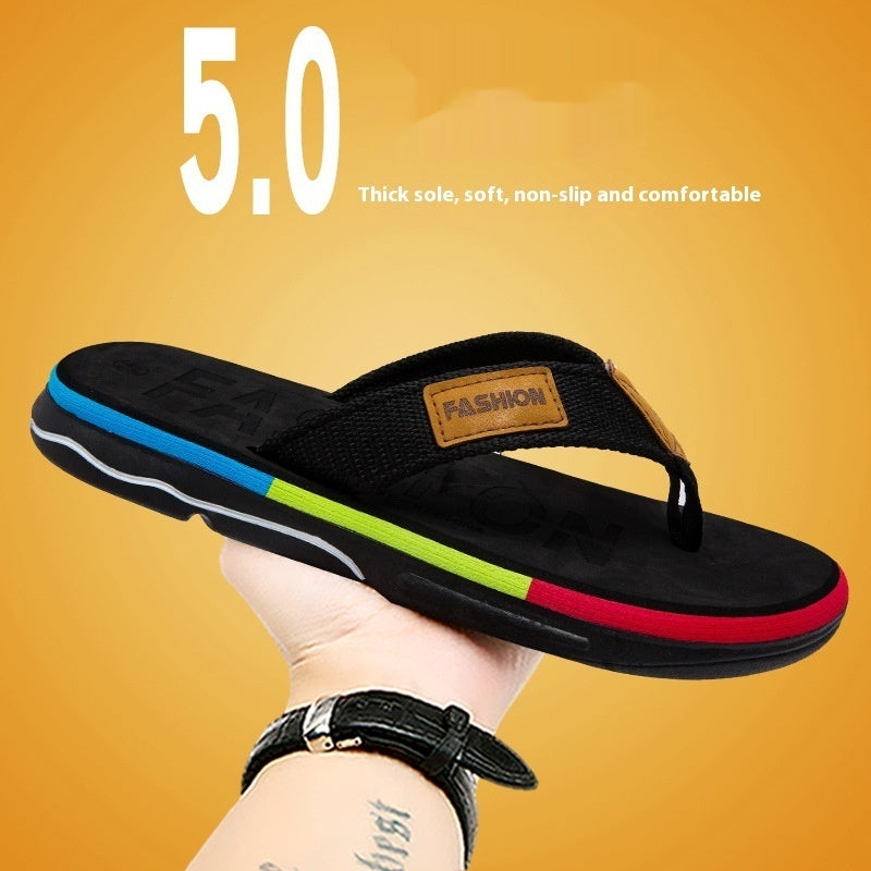 Men's Flip Flops Summer Outdoor Non-slip Soft Bottom Sandals Woven Belt Clip