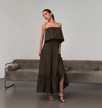 Fashionable Ruffled Strapless Dress